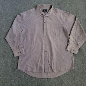 Dockers Shirt Mens Large Purple White Striped Button Down Long Sleeve Pocket